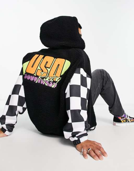 Checkerboard cropped hoodie best sale