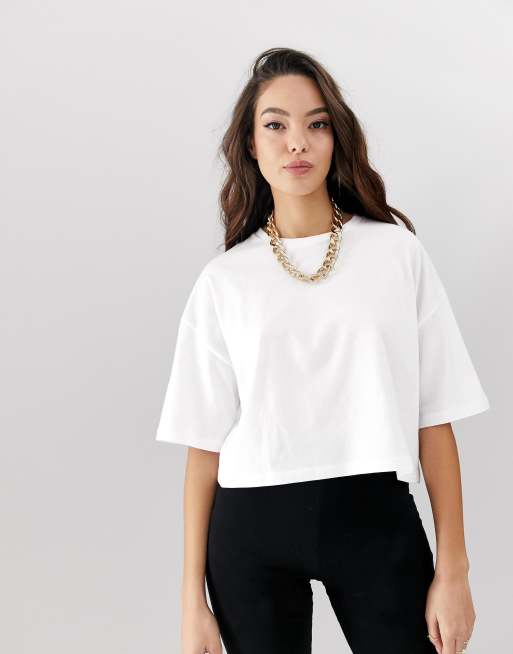 ASOS DESIGN oversized crop t-shirt in white