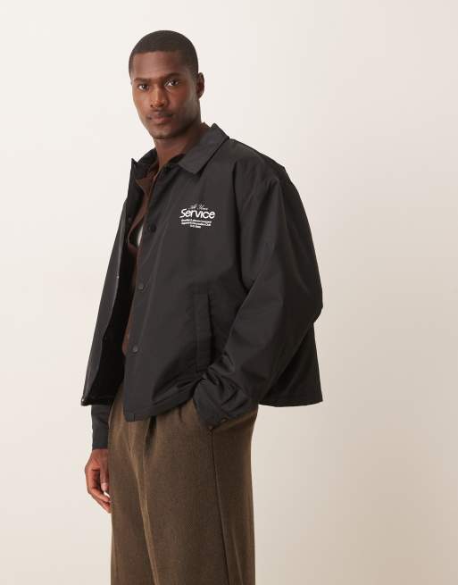 ASOS DESIGN oversized cropped coach jacket in black