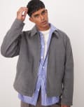 [ASOS DESIGN] ASOS DESIGN oversized cropped coach wool look jacket in grey M GREY