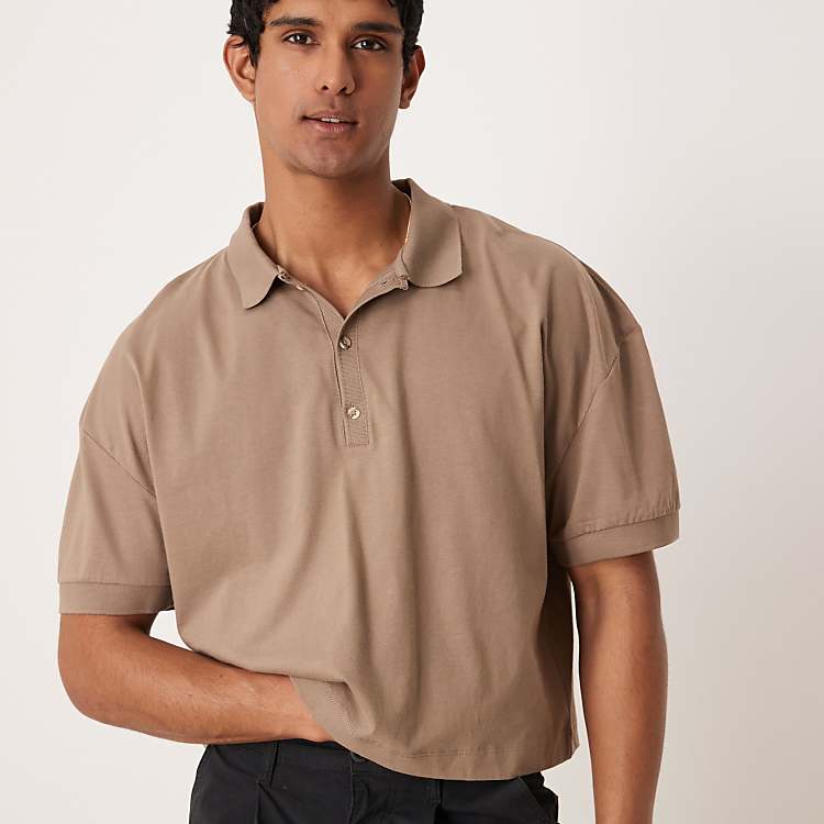 ASOS DESIGN oversized cropped dropped shoulders polo shirt ASOS DESIGN oversized cropped dropped shoulders polo shirt