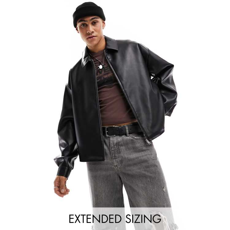 GottliebpaludanShops | training plan for FREE with coach |  GottliebpaludanShops DESIGN oversized cropped faux leather coach jacket in  black