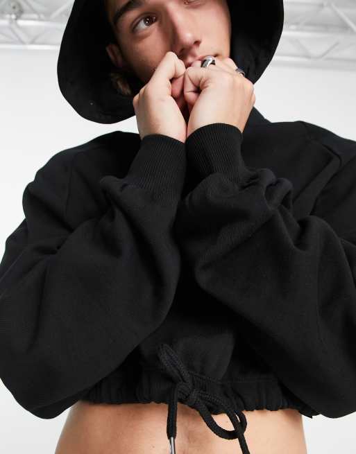 ASOS DESIGN oversized cropped half zip sweatshirt with toggles in