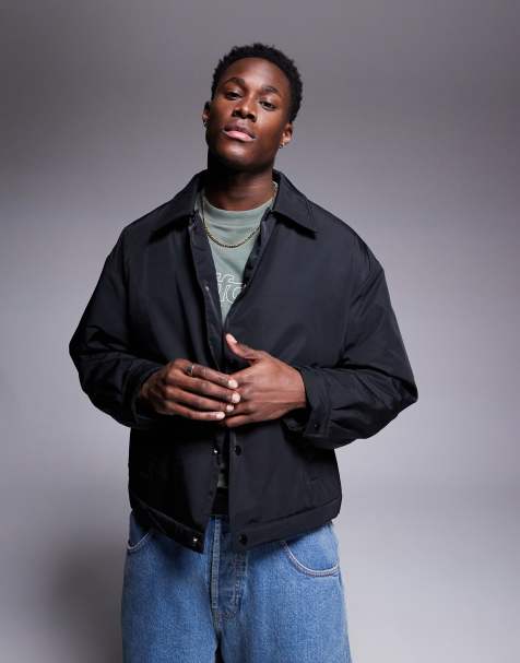ASOS DESIGN - Oversized cropped halfzwaar Harrington jack in zwart - view 1