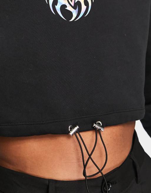 ASOS DESIGN oversized cropped hoodie in black with exaggerated