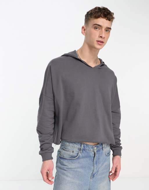 ASOS DESIGN extreme oversized funnel neck hoodie in washed black