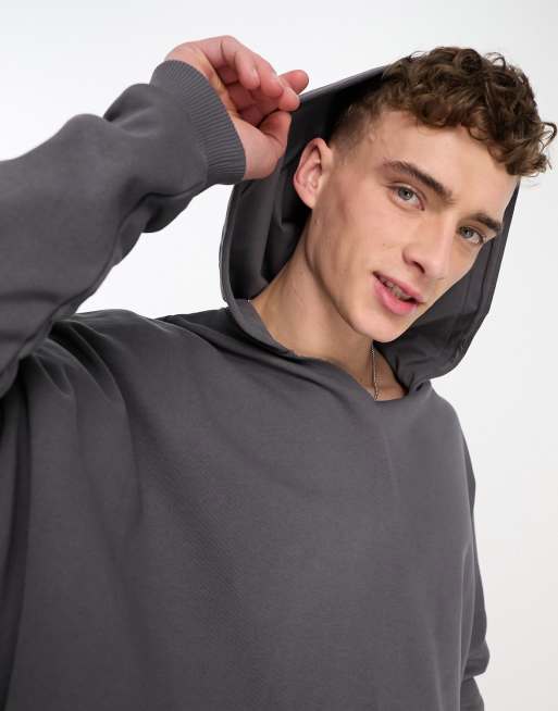 ASOS DESIGN oversized cropped hoodie in washed black | ASOS