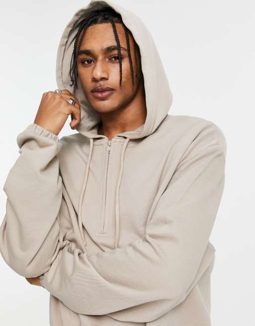 ASOS DESIGN oversized cropped hoodie with half zip Part of a set ASOS