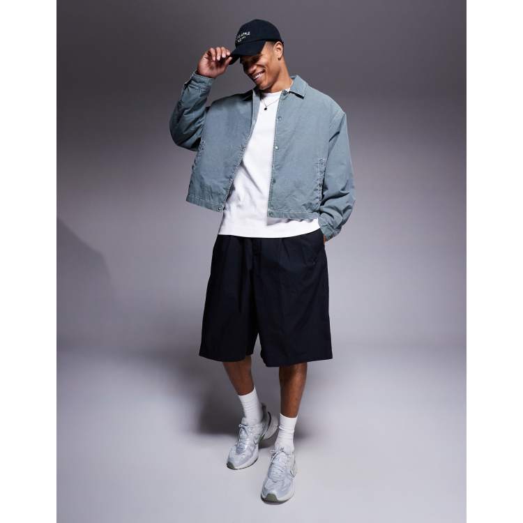 ASOS DESIGN oversized cropped jacket with contrast stitch