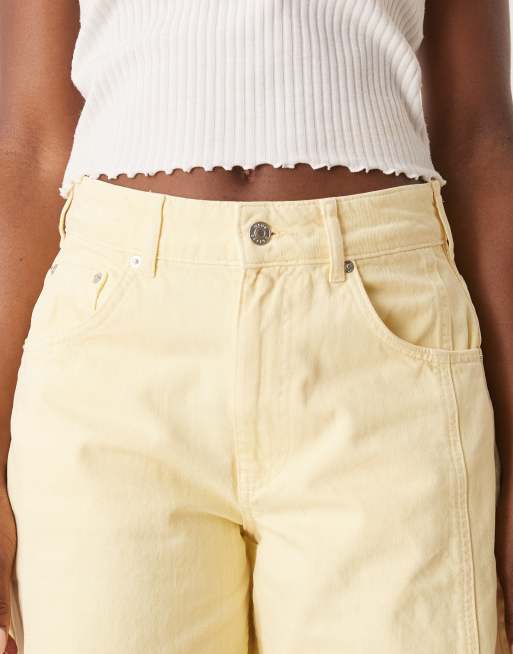 ASOS DESIGN - Oversized cropped jeans met wijde ronde pijpen en panelen in geel, 5 van 5