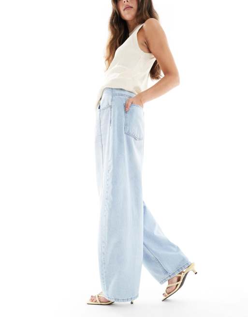 ASOS DESIGN - Oversized cropped jeans met wijde ronde pijpen en panelen met lichte wassing, 3 van 5