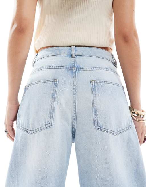 ASOS DESIGN - Oversized cropped jeans met wijde ronde pijpen en panelen met lichte wassing, 4 van 5