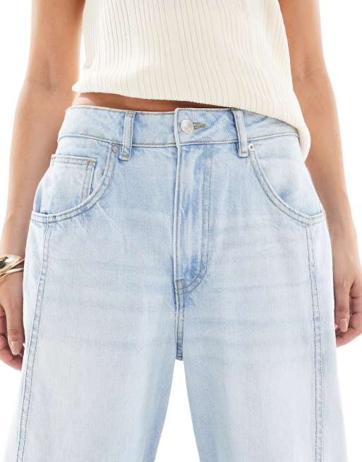 ASOS DESIGN - Oversized cropped jeans met wijde ronde pijpen en panelen met lichte wassing, 5 van 5