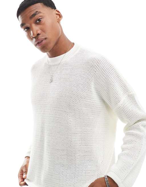 ASOS DESIGN oversized cropped knit sweater with back graphic in white, 2 of 4