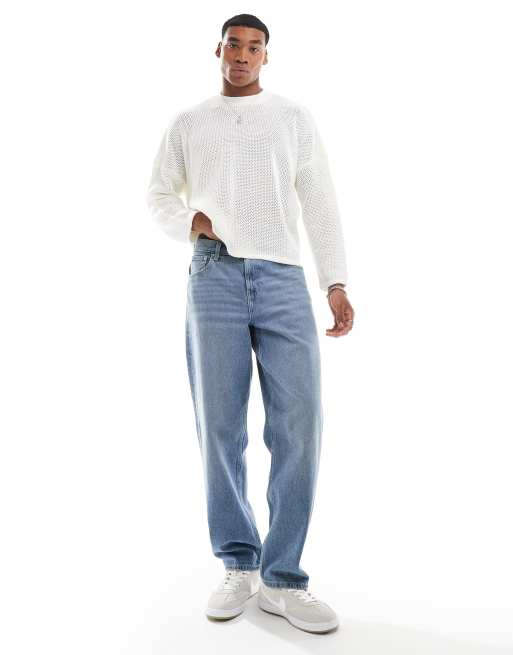 ASOS DESIGN oversized cropped knitted jumper with back graphic in white, 3 of 4
