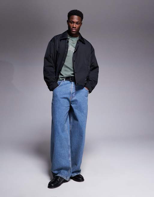 ASOS DESIGN oversized cropped midweight harrington jacket in black