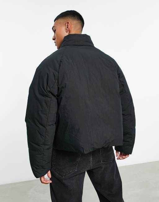 ASOS DESIGN oversized cropped puffer jacket in black