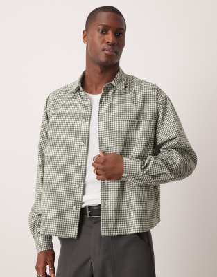 Asos Design Oversized Cropped Shirt In Green