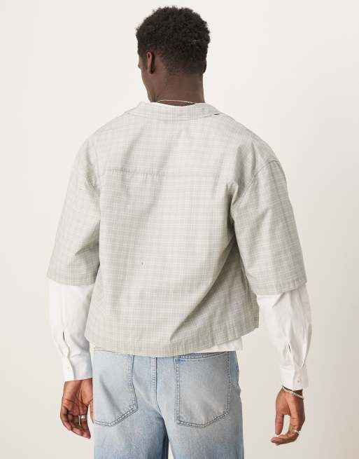 ASOS DESIGN oversized cropped shirt with double layer