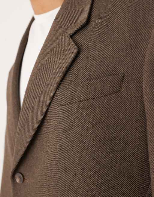 ASOS DESIGN oversized cropped suit jacket in brown