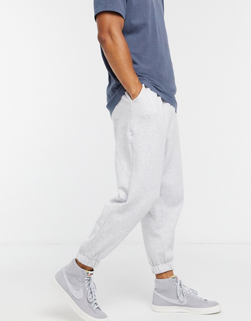 ASOS DESIGN oversized cropped sweatpants in white heather