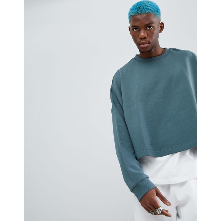 ASOS Design Oversize Cotton Graphic Sweatshirt in Light Green