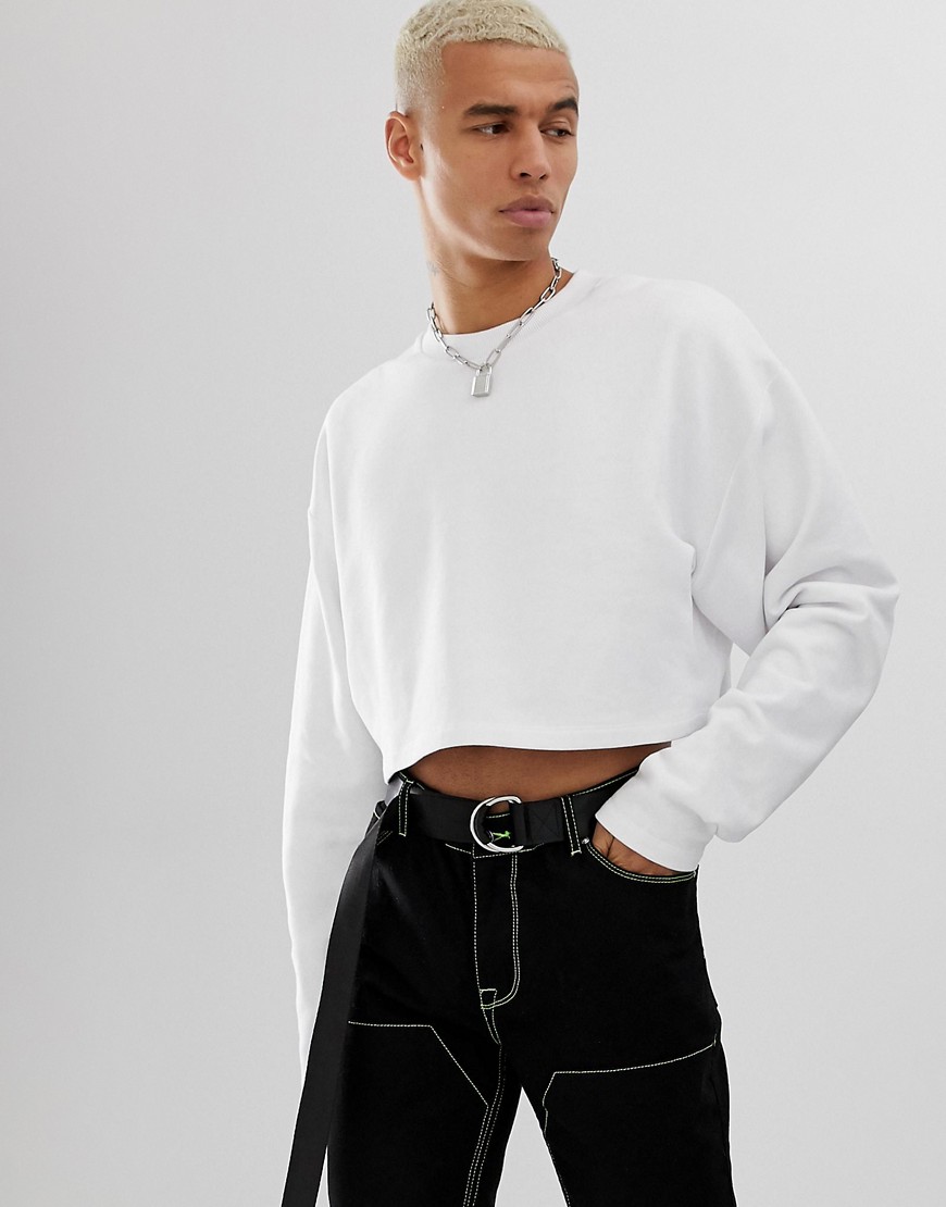 ASOS DESIGN - Oversized cropped sweatshirt in wit
