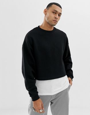 ASOS DESIGN - Oversized cropped sweatshirt in zwart