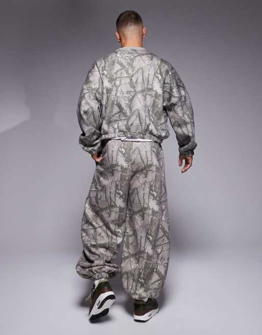 ASOS DESIGN oversized cropped sweatshirt with dropped shoulder in camo print (part of a set) , 2 of 4