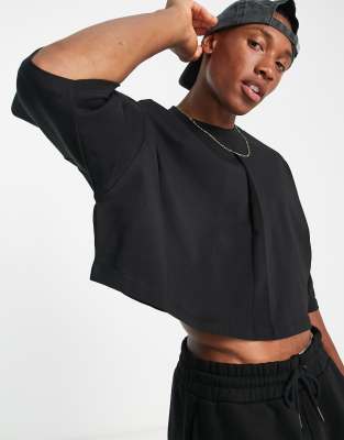 ASOS DESIGN oversized cropped t-shirt in black