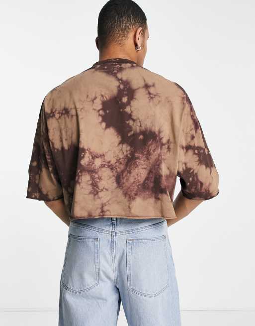 ASOS DESIGN - Oversized cropped T-shirt in bruin met bleekwassing - BROWN - BROWN, 2 van 4