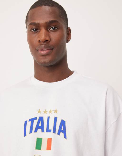 ASOS DESIGN oversized cropped t-shirt in white with Italy graphic
