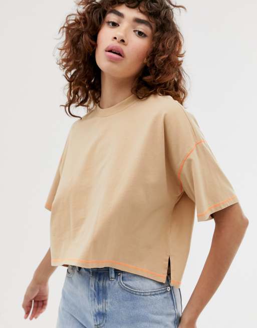 beige cropped shirt