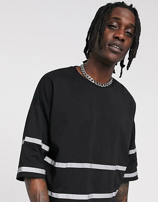 ASOS DESIGN oversized cropped t-shirt with reflective tape | ASOS