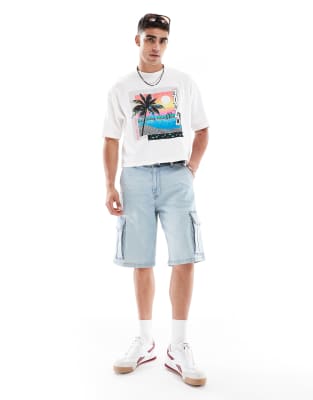 Asos Design Oversized Cropped T-shirt With Summer Graphic