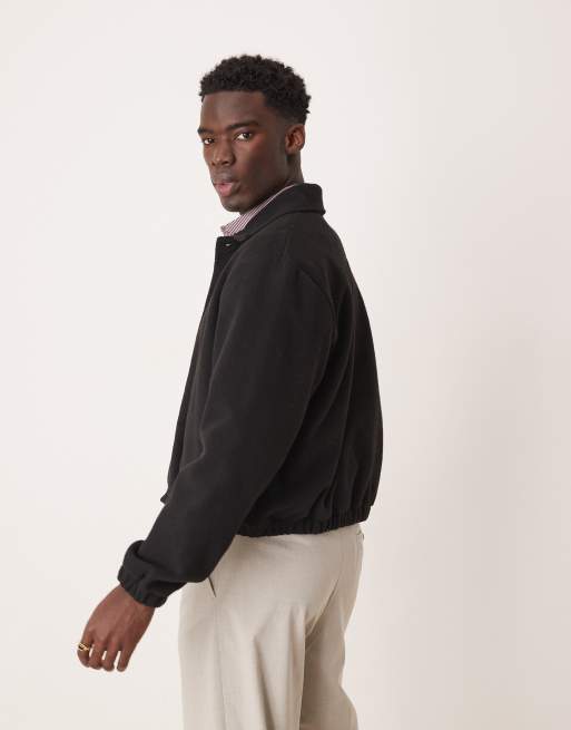 ASOS DESIGN oversized cropped velour collared cardigan in grey, 4 of 4
