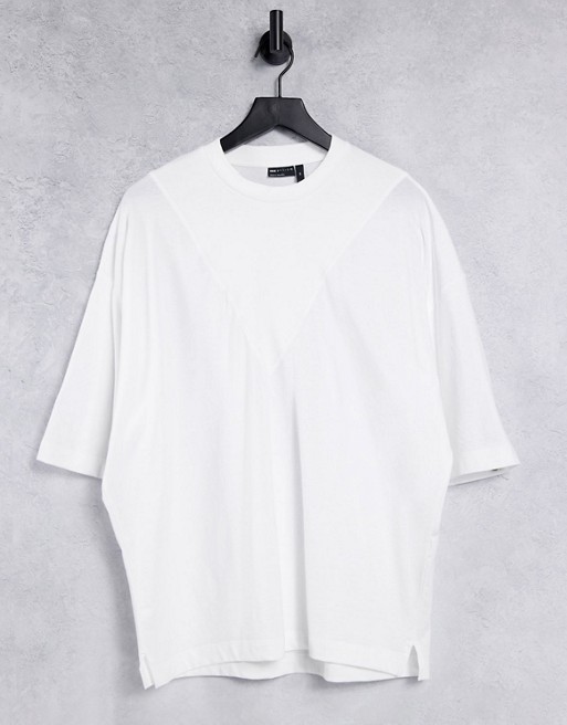 ASOS DESIGN oversized cut & sew t-shirt in white