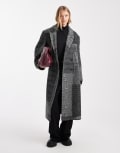 [ASOS DESIGN] ASOS DESIGN oversized dad coat in black and white splice check S Black & white