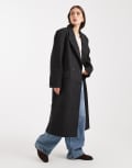 [ASOS DESIGN] ASOS DESIGN oversized dad coat in black melange S Black