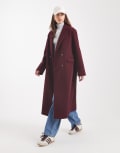 [ASOS DESIGN] ASOS DESIGN oversized dad coat in burgundy-Red L Burgundy