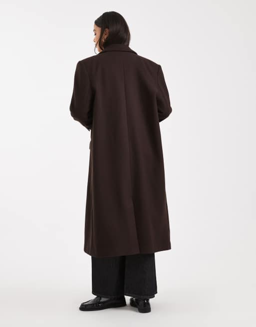 ASOS DESIGN oversized dad coat in chocolate