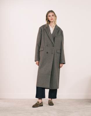 Asos Design Oversized Dad Coat In Brown