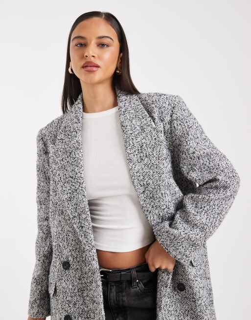 ASOS DESIGN oversized dad coat in mono herringbone, 4 of 4
