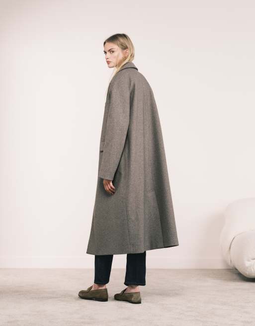 ASOS DESIGN oversized dad coat in mushroom melange, 4 of 5
