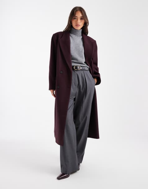 ASOS DESIGN oversized dad coat in plum - view 1