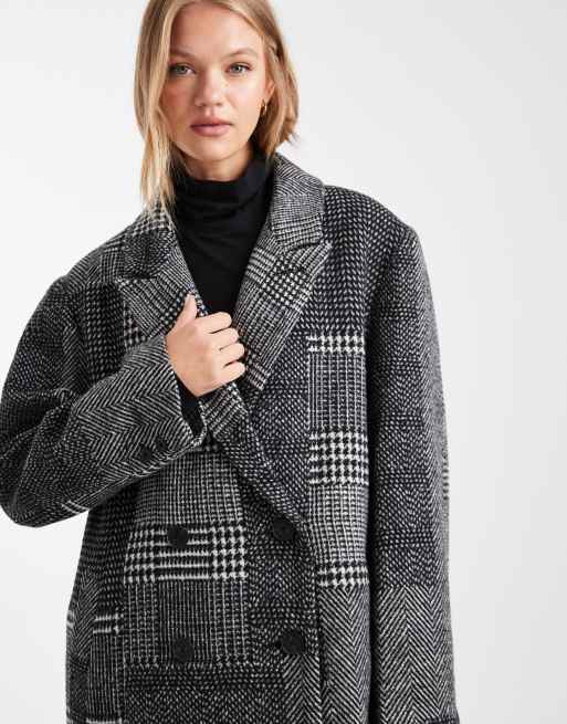 ASOS DESIGN - Oversized dad jas in zwart-witte gesplitste ruiten, 3 van 4