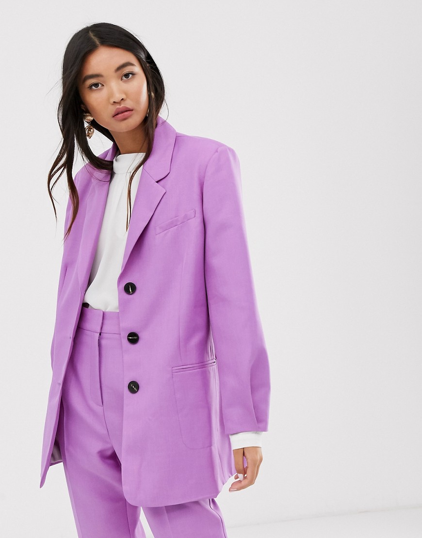 ASOS DESIGN oversized dad suit blazer in lilac-Purple