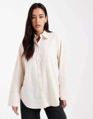 Asos Design Oversized Deep Cuffs Shirt In White