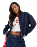 [ASOS DESIGN] ASOS DESIGN oversized denim bomber jacket in indigo-Navy S Indigo