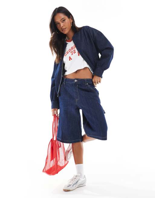 ASOS DESIGN oversized denim bomber jacket in indigo ASOS - Main Image